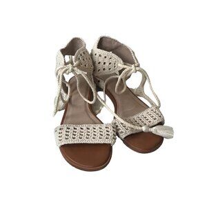 Joie Woman's Lace Up Crochet Knit Ankle Strap Gladiator Sandals Size 38 (size 8)